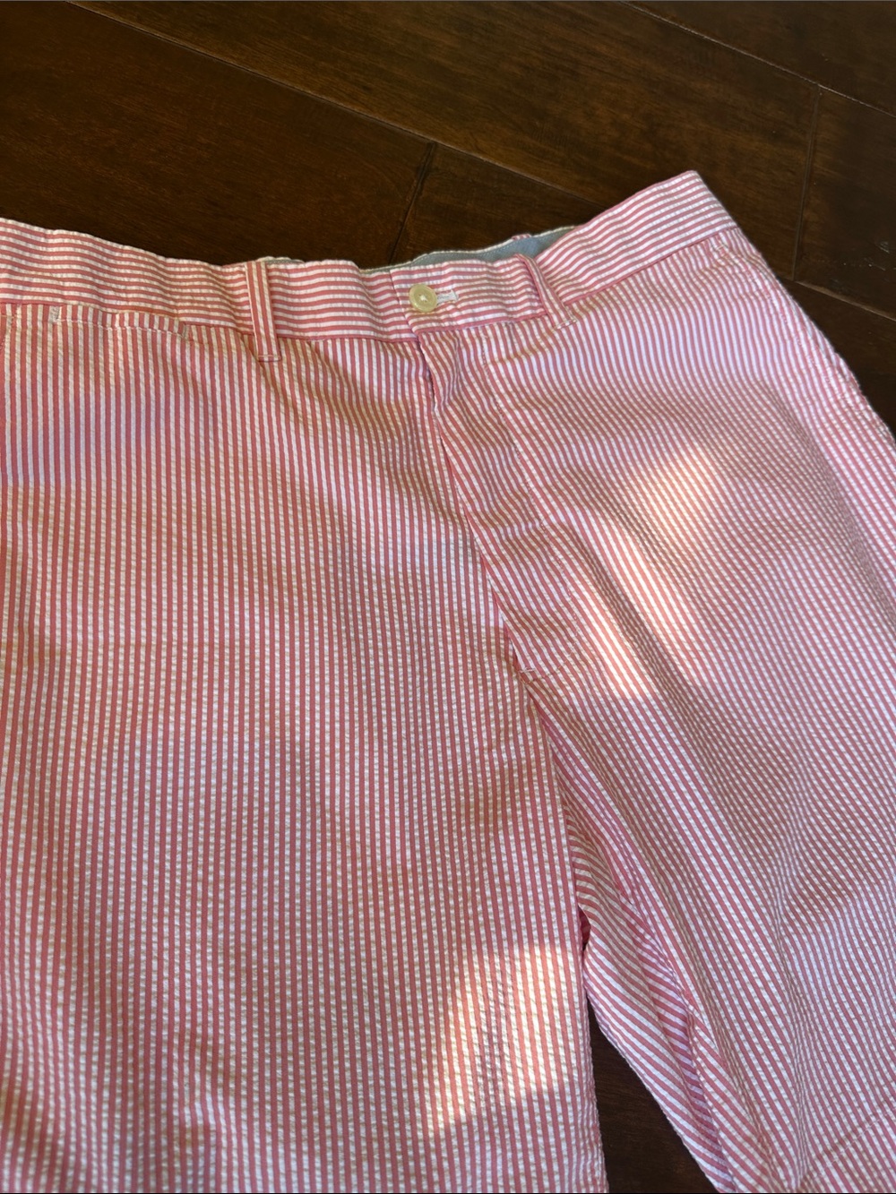 Men's Pink Seersucker Stripe Shorts - Picture 8 of 12